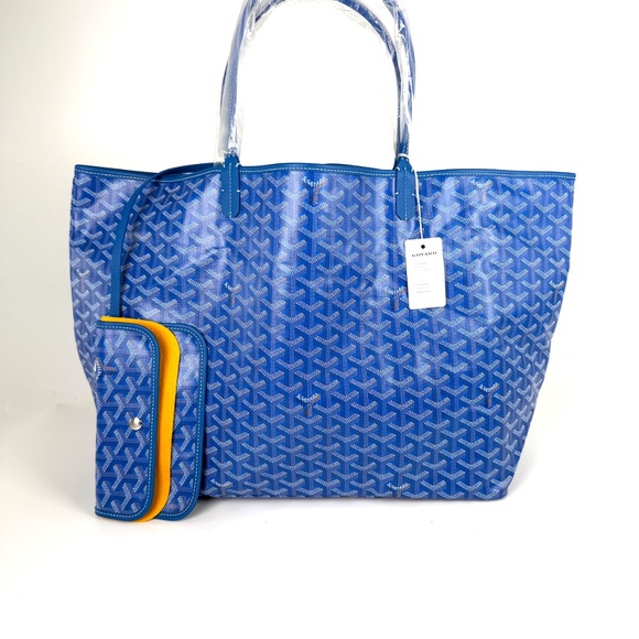 New GOYARD Goyardine Saint Louis GM Blue Tote Bag with Pouch - Picture 3 of 13